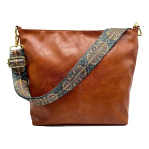 generic women's pu leather medium sling bag zipper handbag (brown)