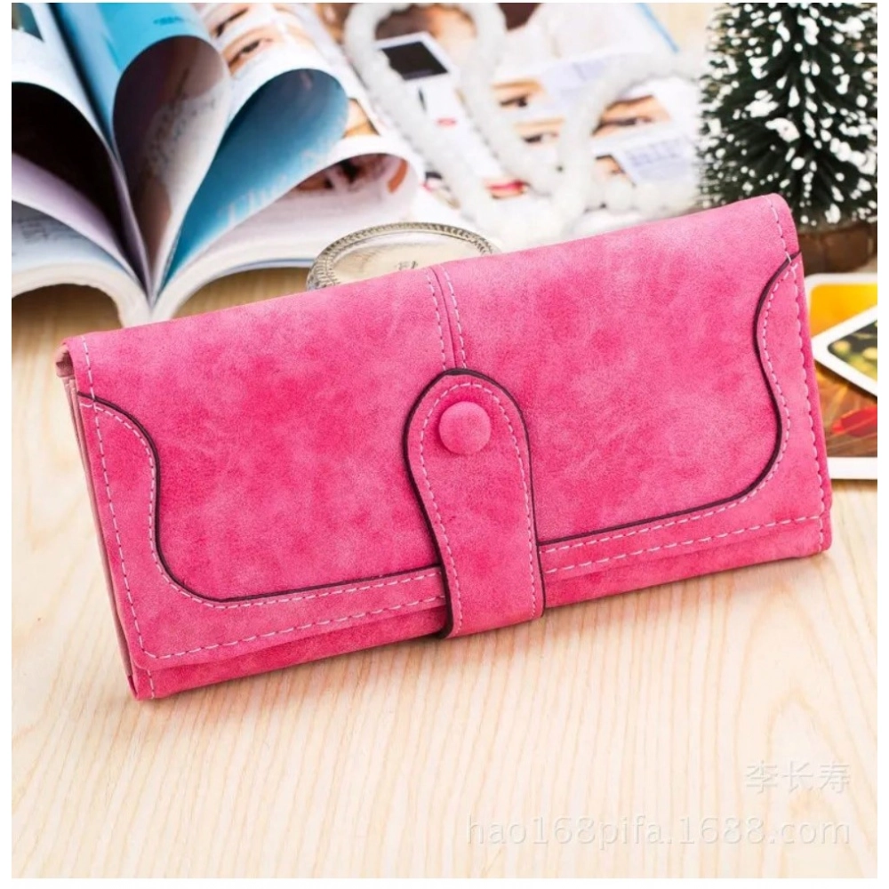 generic women's faux leather medium snap button wallet (pink) generic women's faux leather medium snap button wallet (pink)