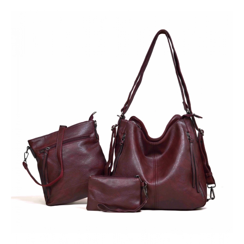 generic women's pu leather medium shoulder zipper handbag (wine red) generic women's pu leather medium shoulder zipper handbag (wine red)
