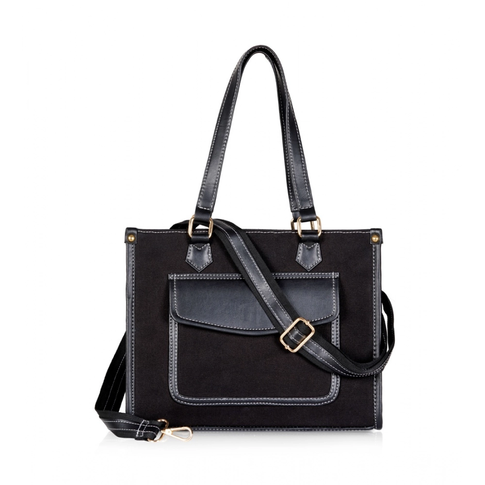 generic women's canvas medium top handle satchel zipper handbag (black) generic women's canvas medium top handle satchel zipper handbag (black)