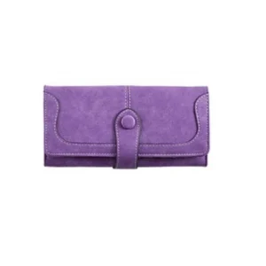 generic women's faux leather medium snap button wallet (purple)