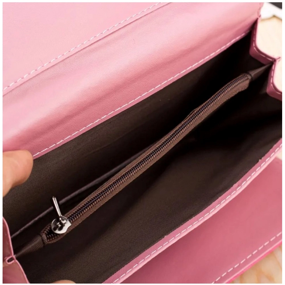 generic women's faux leather medium snap button wallet (pink) generic women's faux leather medium snap button wallet (pink)