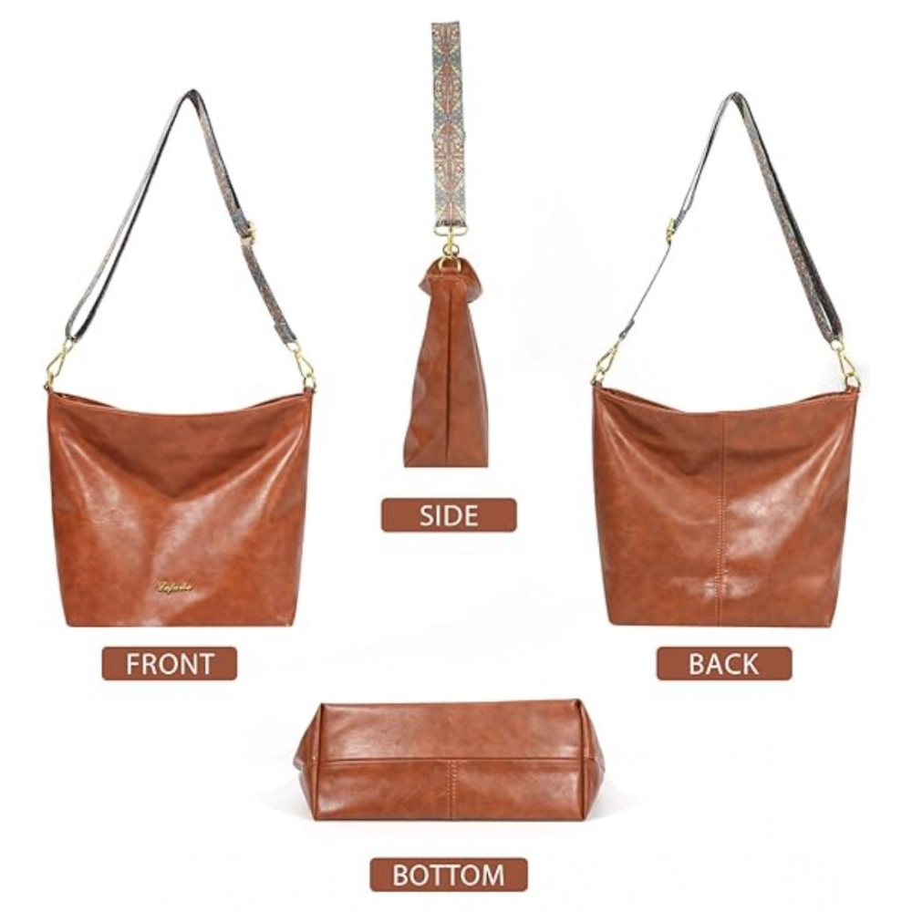 generic women's pu leather medium sling bag zipper handbag (brown) generic women's pu leather medium sling bag zipper handbag (brown)