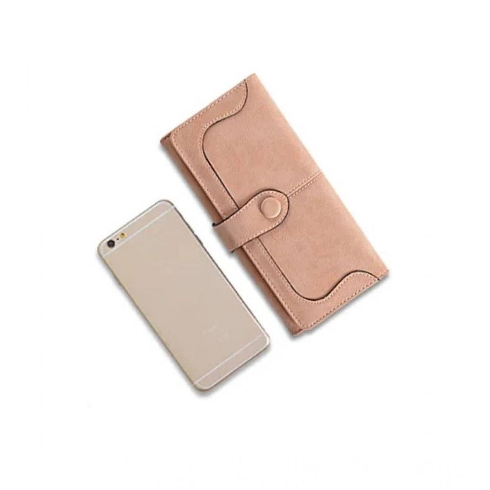 generic women's faux leather medium snap button wallet (khakhi) generic women's faux leather medium snap button wallet (khakhi)