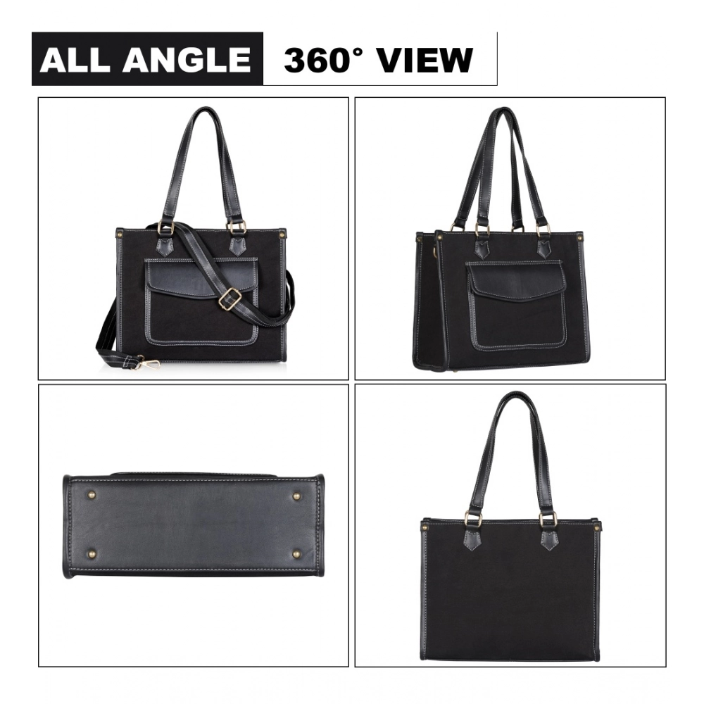 generic women's canvas medium top handle satchel zipper handbag (black) generic women's canvas medium top handle satchel zipper handbag (black)