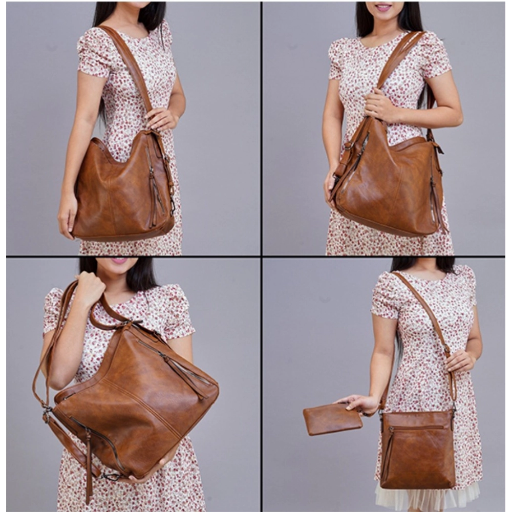 generic women's pu leather medium shoulder zipper handbag (brown) generic women's pu leather medium shoulder zipper handbag (brown)