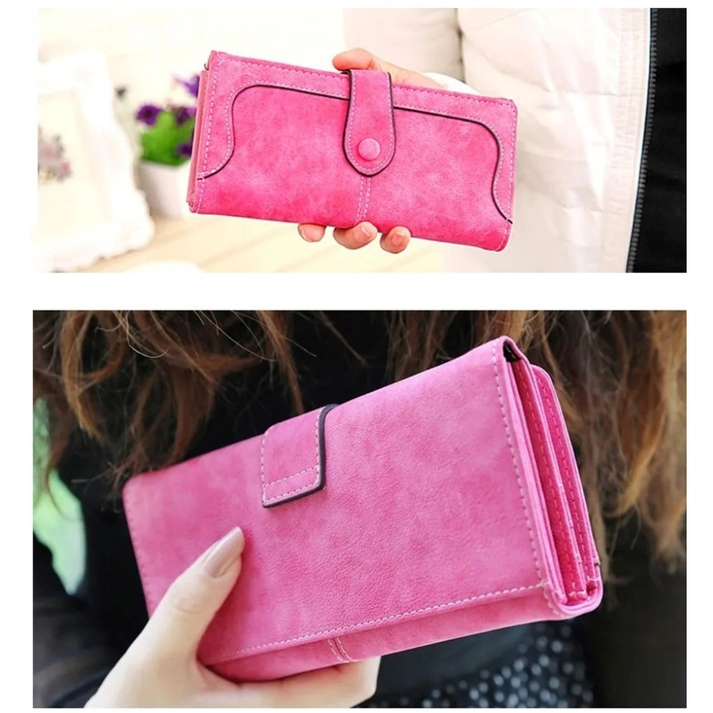 generic women's faux leather medium snap button wallet (pink) generic women's faux leather medium snap button wallet (pink)