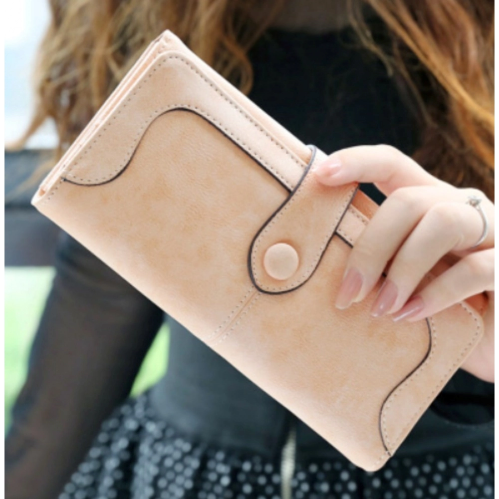 generic women's faux leather medium snap button wallet (khakhi) generic women's faux leather medium snap button wallet (khakhi)