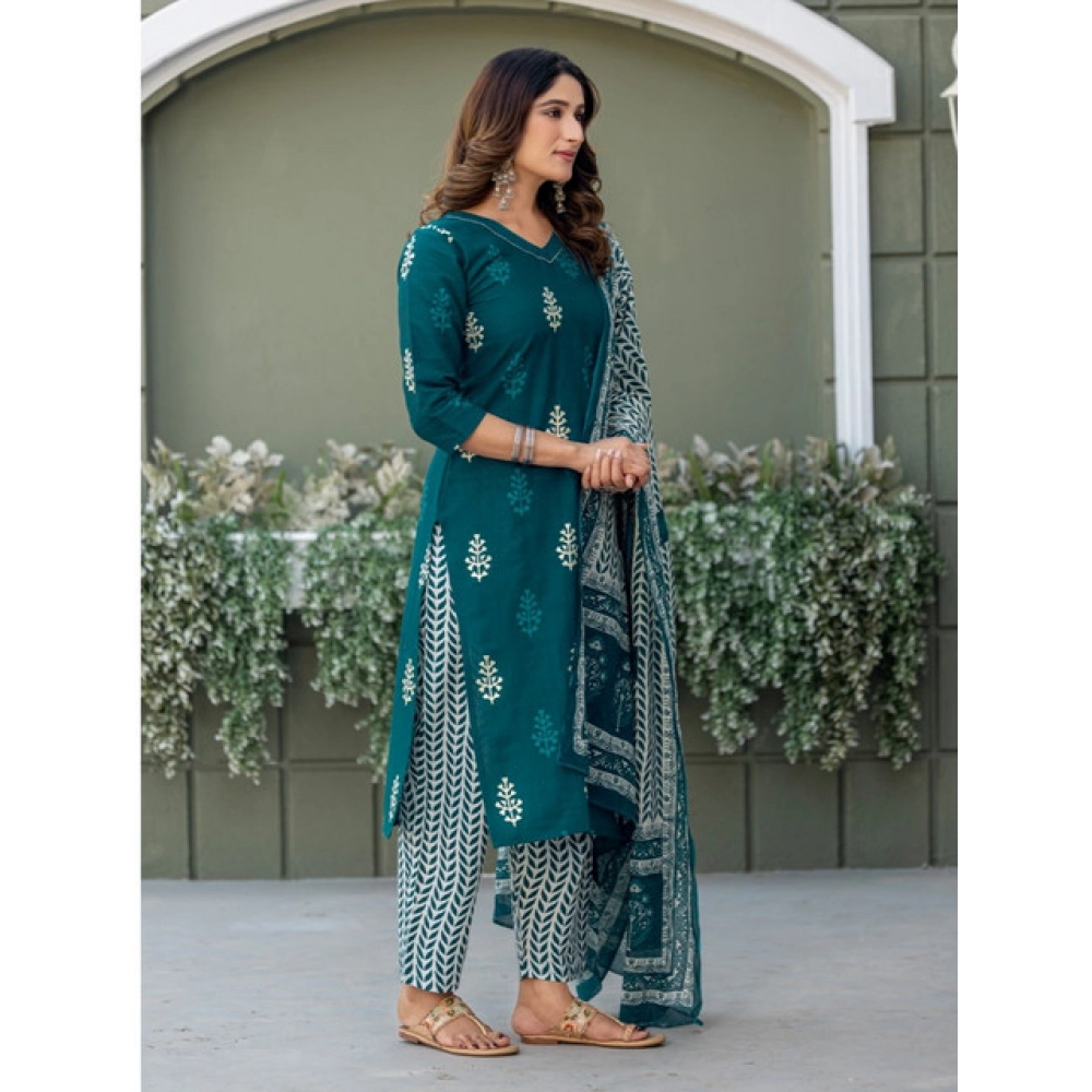 generic women's cotton blend printed kurti with pant dupatta set (morpichh) generic women's cotton blend printed kurti with pant dupatta set (morpichh)