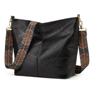 generic women's pu leather zipper handbag (black)