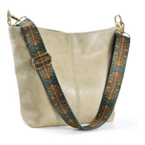 generic women's pu leather zipper handbag (beige)