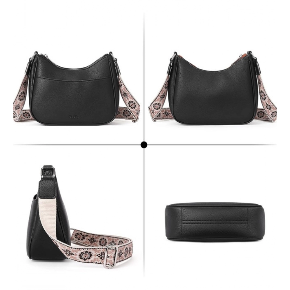 generic women's pu leather zipper sling bag (black) generic women's pu leather zipper sling bag (black)