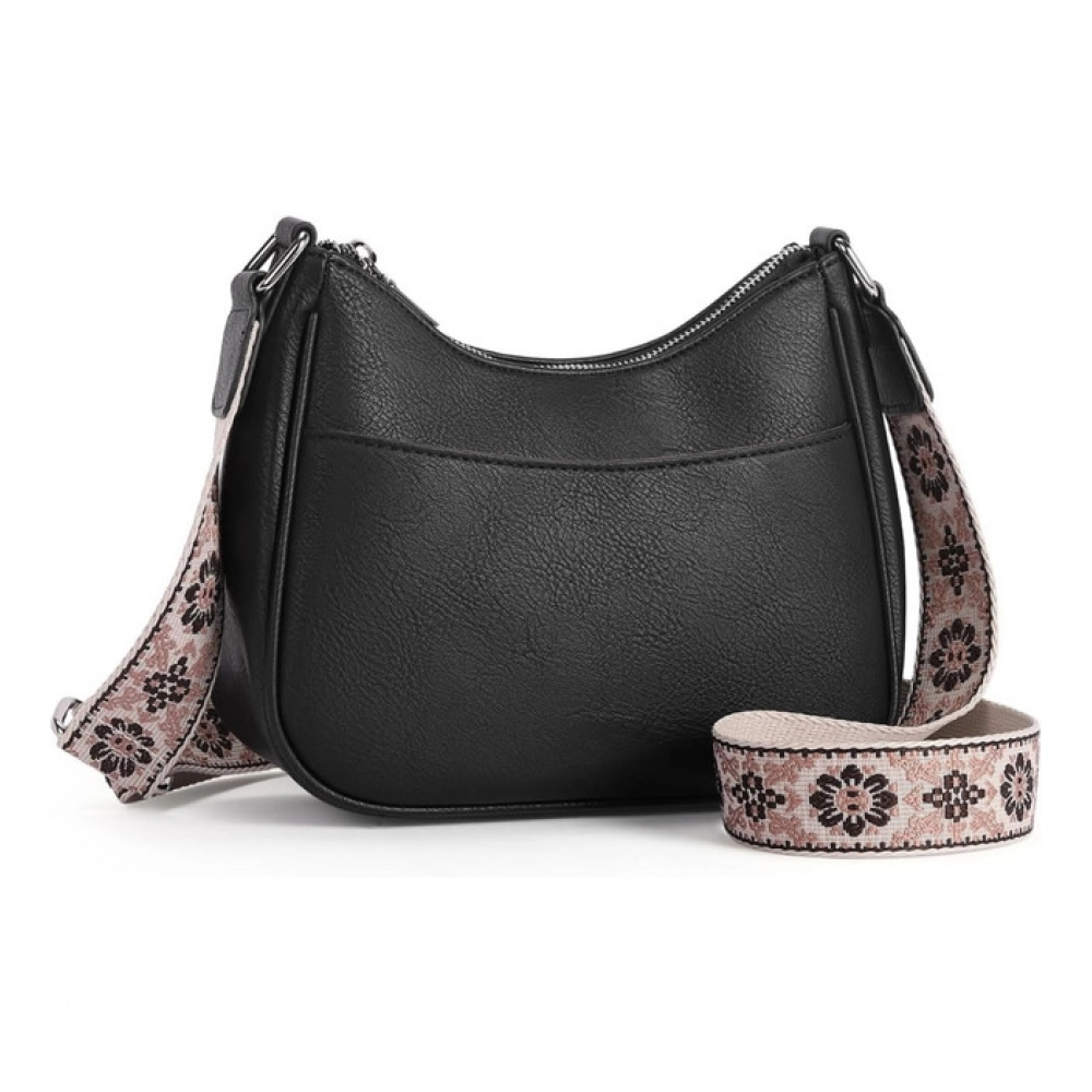 generic women's pu leather zipper sling bag (black) generic women's pu leather zipper sling bag (black)