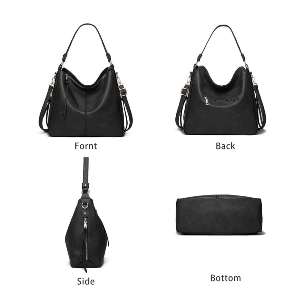 generic women's pu leather zipper handbag (black) generic women's pu leather zipper handbag (black)