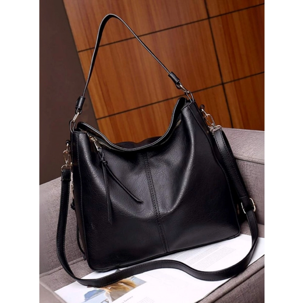 generic women's pu leather zipper handbag (black) generic women's pu leather zipper handbag (black)