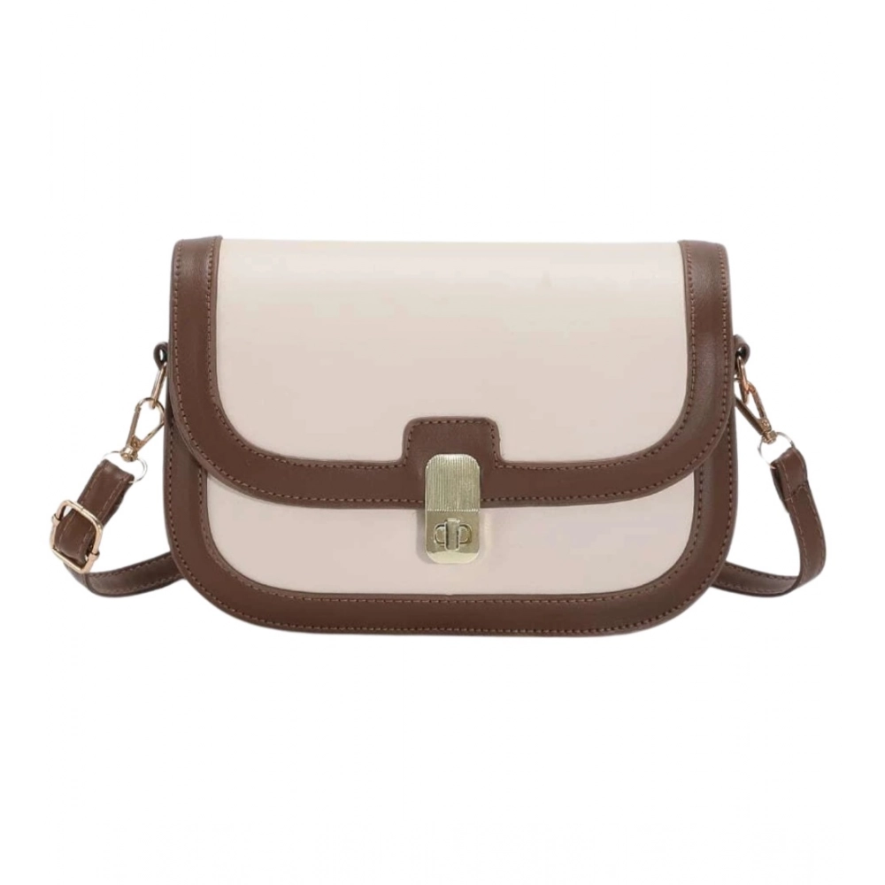 generic women's pu leather zipper sling bag (beige) generic women's pu leather zipper sling bag (beige)