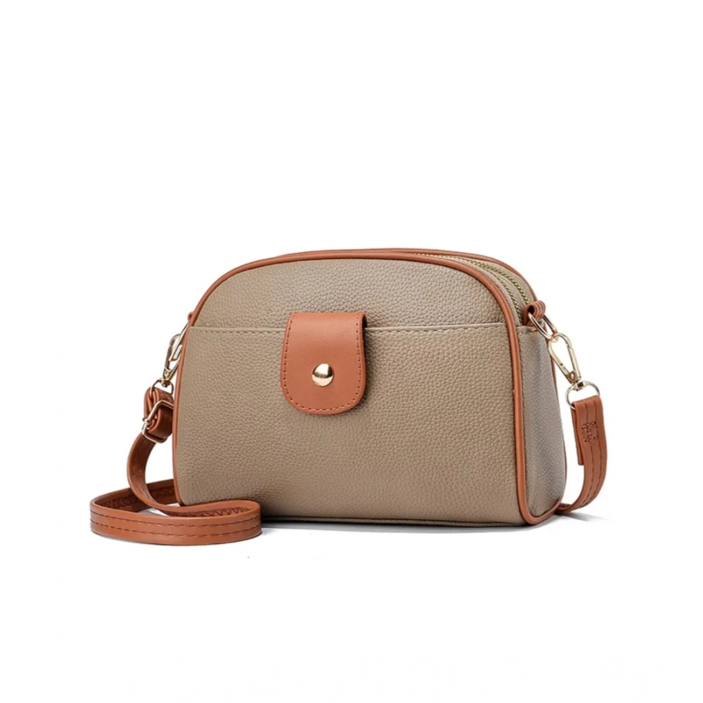 generic women's pu leather zipper sling bag (khakhi) generic women's pu leather zipper sling bag (khakhi)