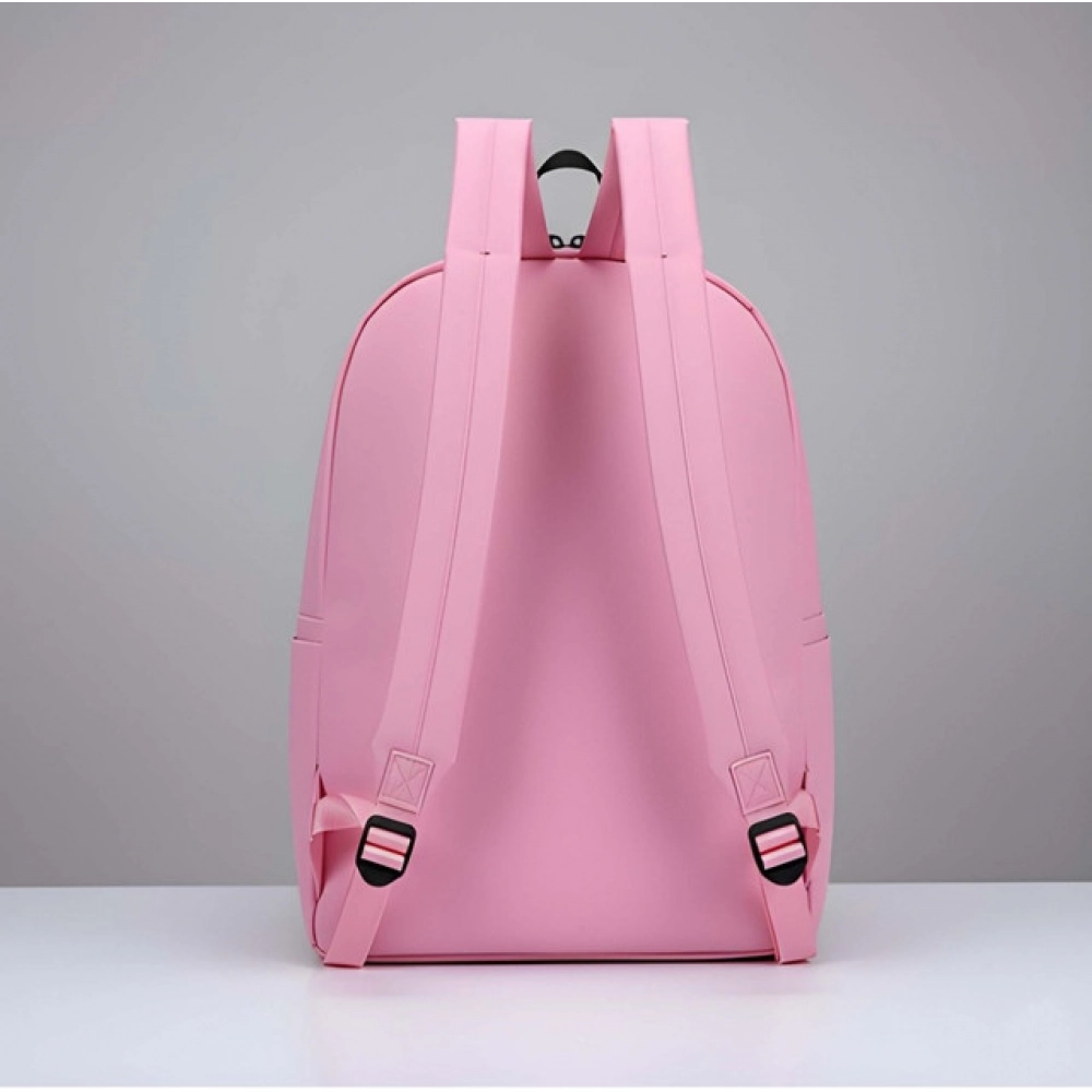 generic unisex pu leather solid medium zipper backpack (pink) generic unisex pu leather solid medium zipper backpack (pink)