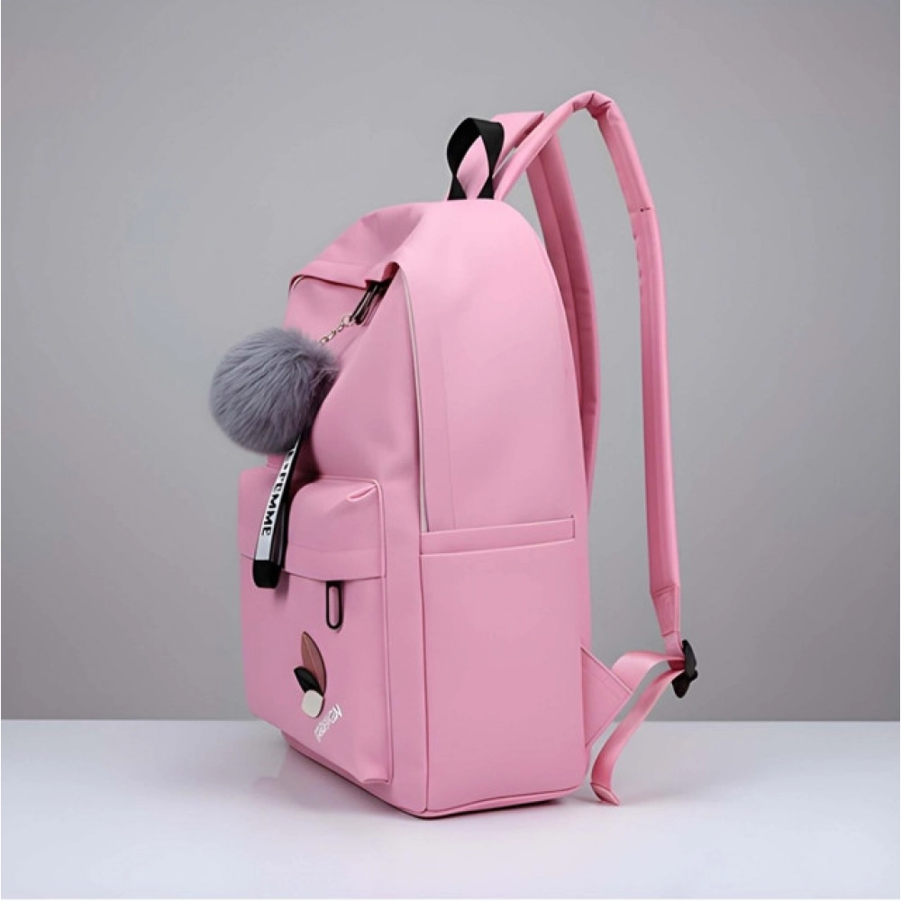 generic unisex pu leather solid medium zipper backpack (pink) generic unisex pu leather solid medium zipper backpack (pink)
