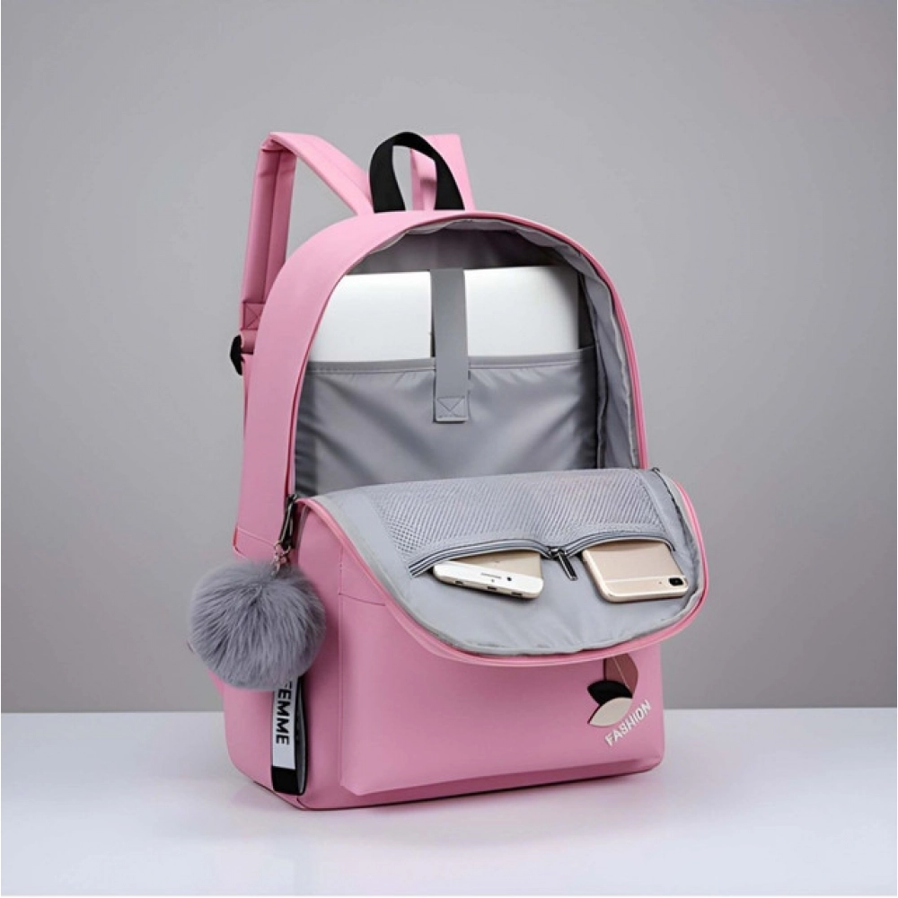 generic unisex pu leather solid medium zipper backpack (pink) generic unisex pu leather solid medium zipper backpack (pink)