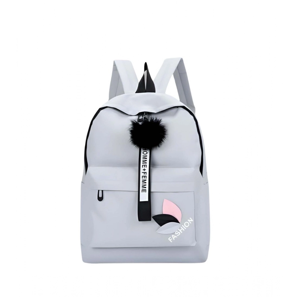 generic unisex pu leather solid medium zipper backpack (grey) generic unisex pu leather solid medium zipper backpack (grey)