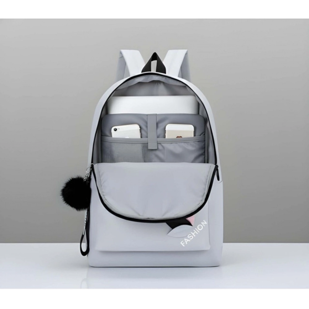 generic unisex pu leather solid medium zipper backpack (grey) generic unisex pu leather solid medium zipper backpack (grey)