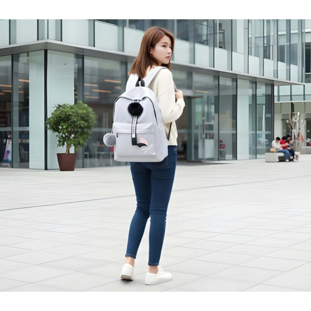 generic unisex pu leather solid medium zipper backpack (grey) generic unisex pu leather solid medium zipper backpack (grey)