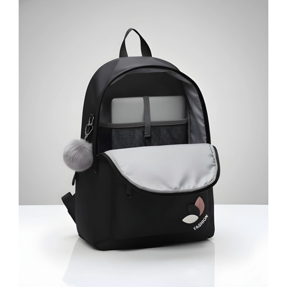 generic unisex pu leather solid medium zipper backpack (black) generic unisex pu leather solid medium zipper backpack (black)