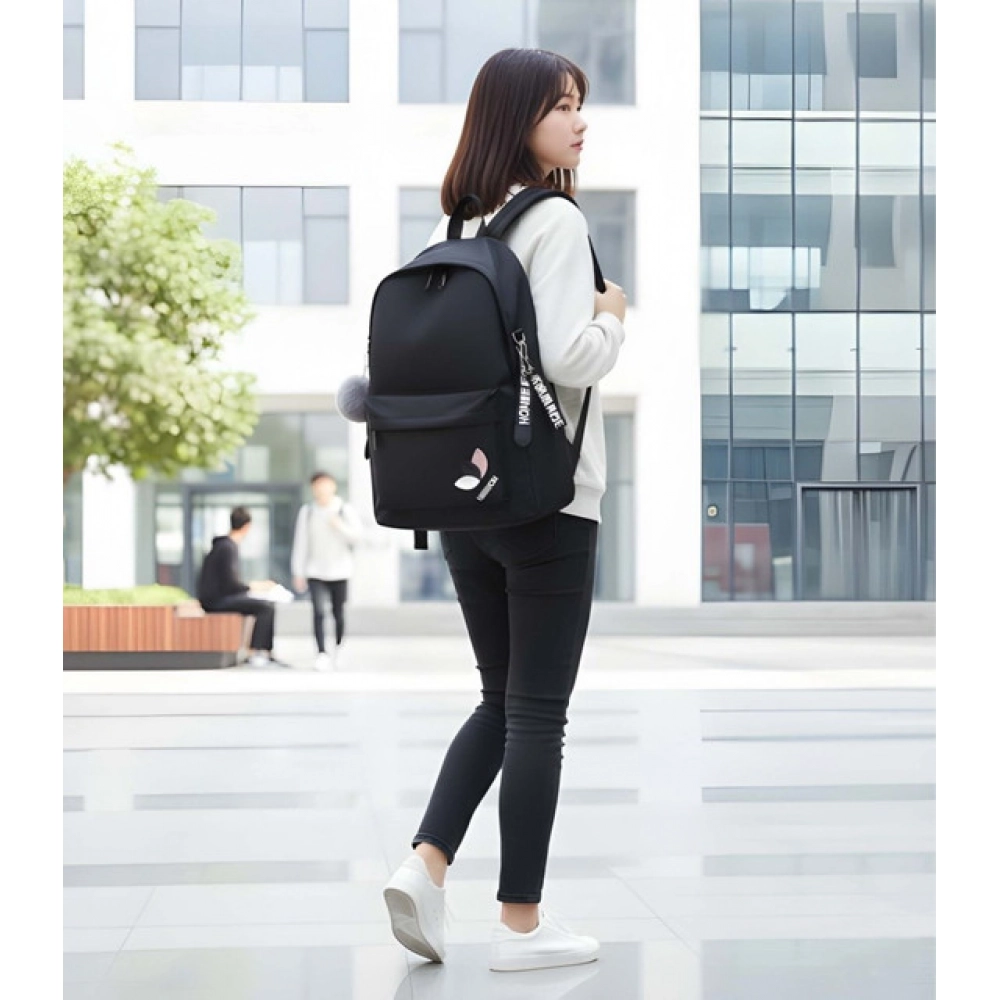generic unisex pu leather solid medium zipper backpack (black) generic unisex pu leather solid medium zipper backpack (black)