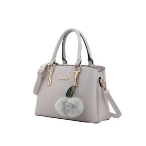 generic women's pu leather solid shoulder zipper handbag (grey)