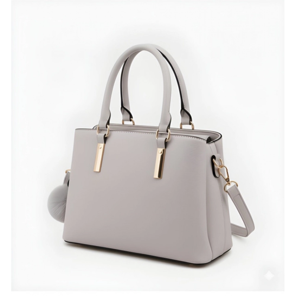 generic women's pu leather solid shoulder zipper handbag (grey) generic women's pu leather solid shoulder zipper handbag (grey)