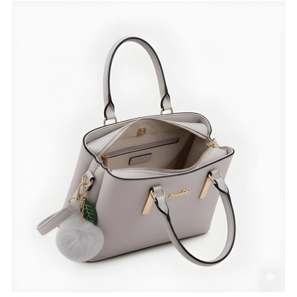 generic women's pu leather solid shoulder zipper handbag (grey) generic women's pu leather solid shoulder zipper handbag (grey)