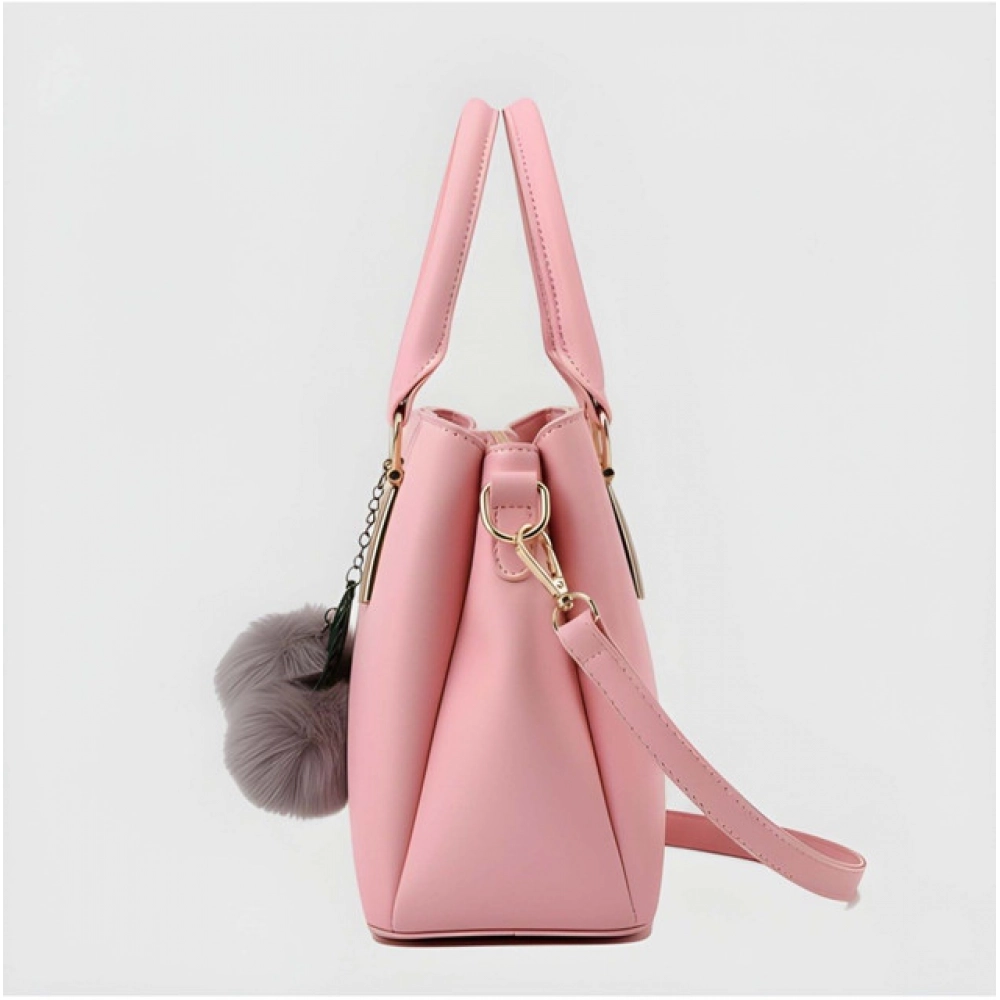 generic women's pu leather solid shoulder zipper handbag (pink) generic women's pu leather solid shoulder zipper handbag (pink)