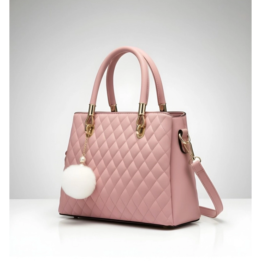 generic women's pu leather solid shoulder zipper handbag (pink) generic women's pu leather solid shoulder zipper handbag (pink)