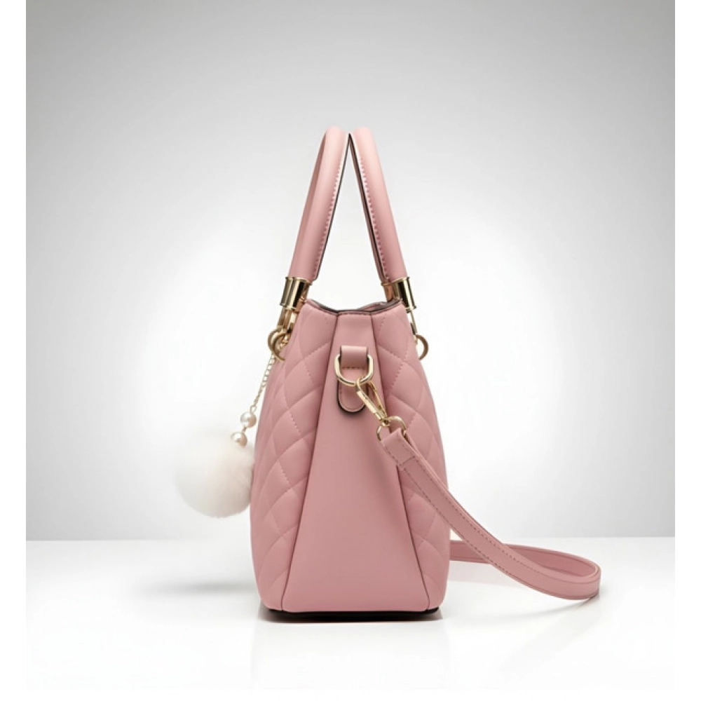 generic women's pu leather solid shoulder zipper handbag (pink) generic women's pu leather solid shoulder zipper handbag (pink)