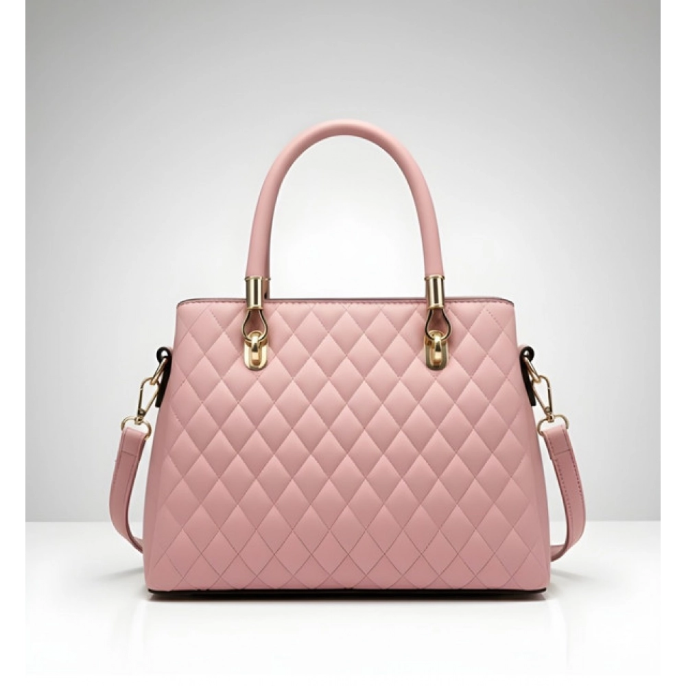 generic women's pu leather solid shoulder zipper handbag (pink) generic women's pu leather solid shoulder zipper handbag (pink)