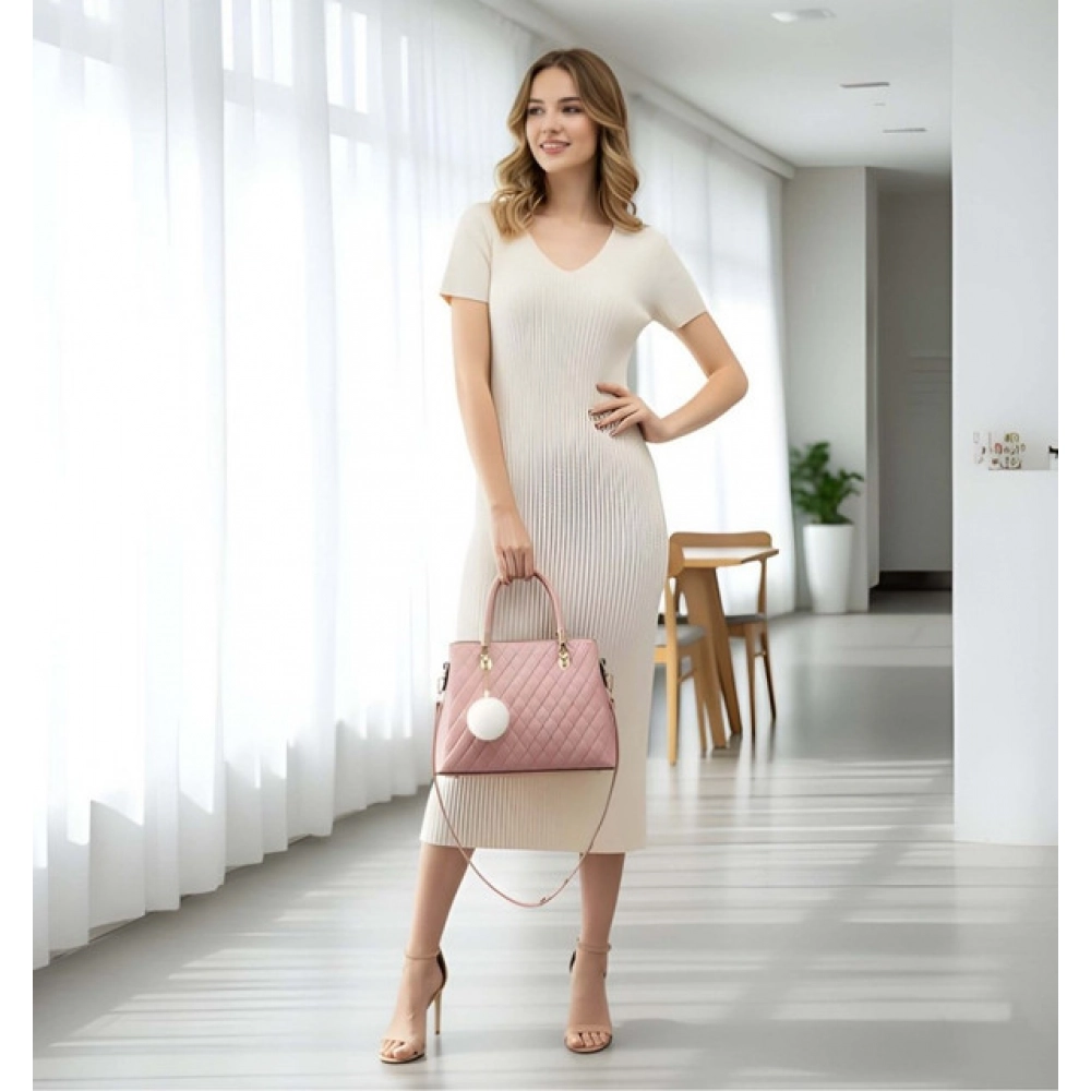 generic women's pu leather solid shoulder zipper handbag (pink) generic women's pu leather solid shoulder zipper handbag (pink)