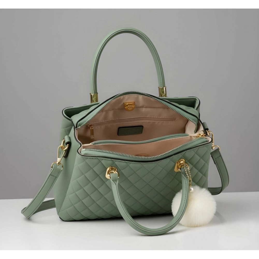 generic women's pu leather solid shoulder zipper handbag (green) generic women's pu leather solid shoulder zipper handbag (green)