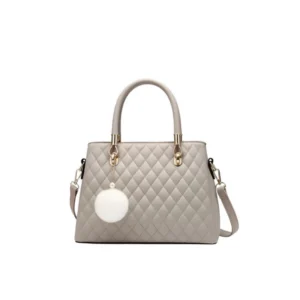 generic women's pu leather solid shoulder zipper handbag (grey)