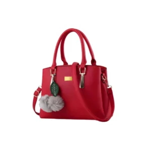 generic women's pu leather solid shoulder zipper handbag (red)