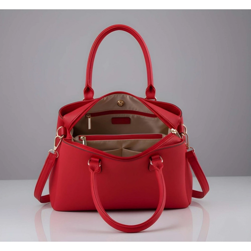 generic women's pu leather solid shoulder zipper handbag (red) generic women's pu leather solid shoulder zipper handbag (red)