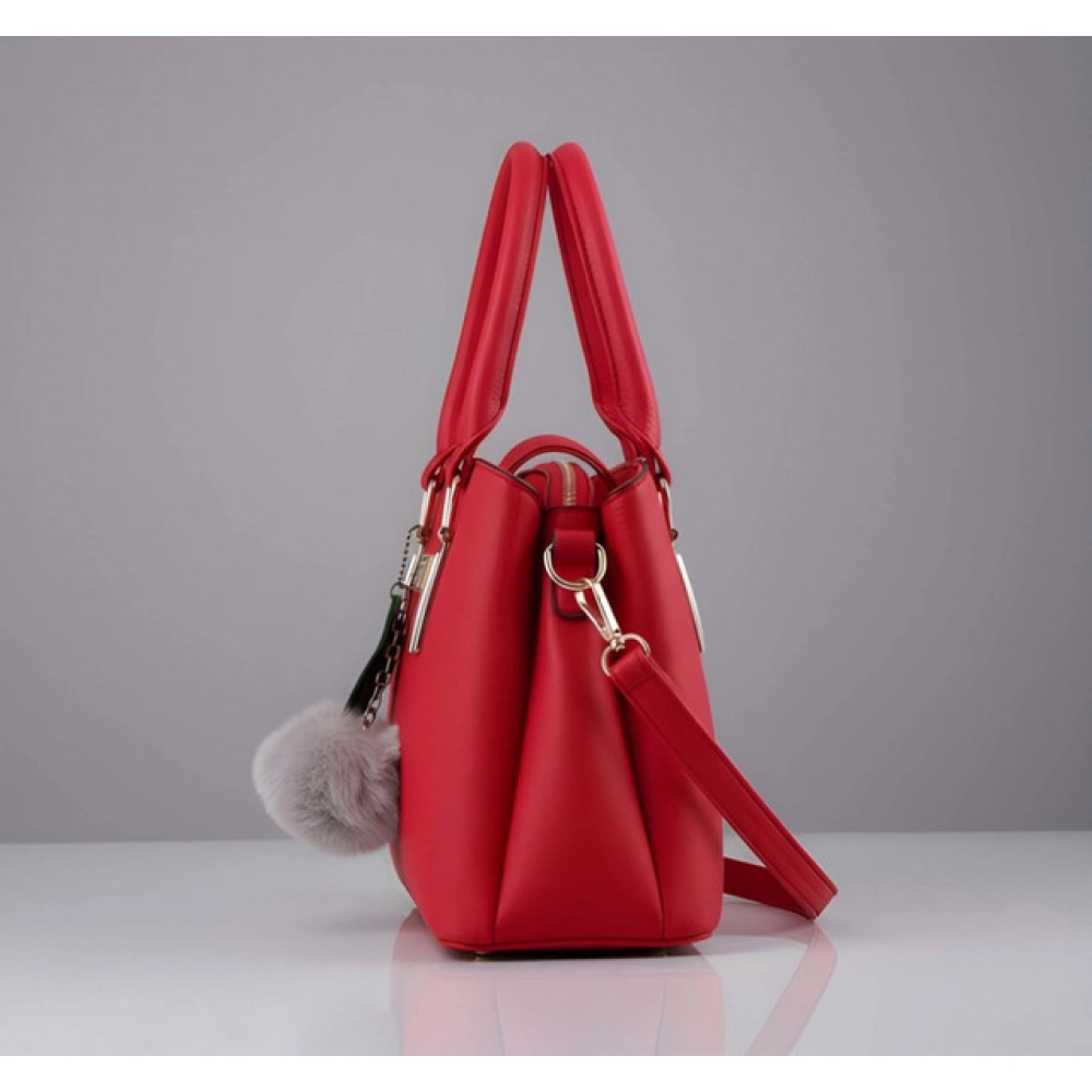 generic women's pu leather solid shoulder zipper handbag (red) generic women's pu leather solid shoulder zipper handbag (red)