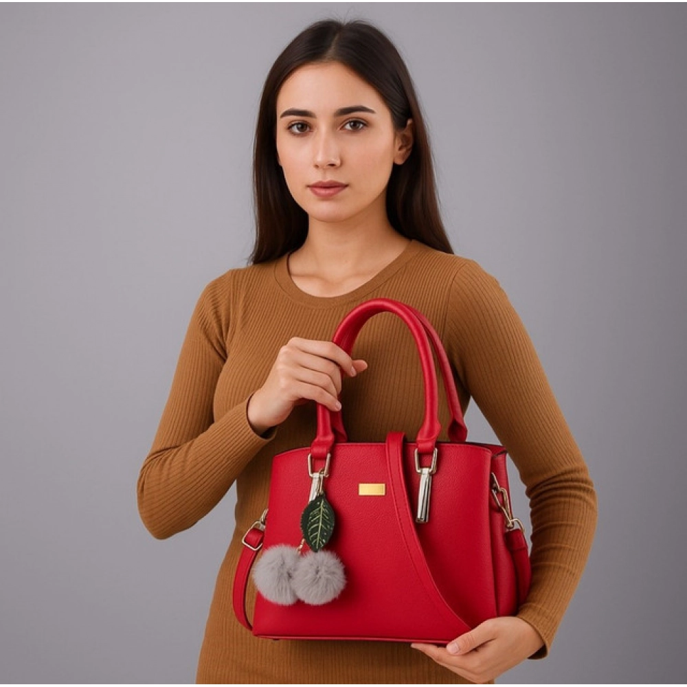 generic women's pu leather solid shoulder zipper handbag (red) generic women's pu leather solid shoulder zipper handbag (red)