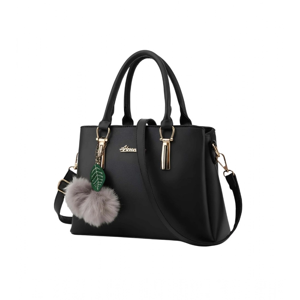 generic women's pu leather solid shoulder zipper handbag (black) generic women's pu leather solid shoulder zipper handbag (black)