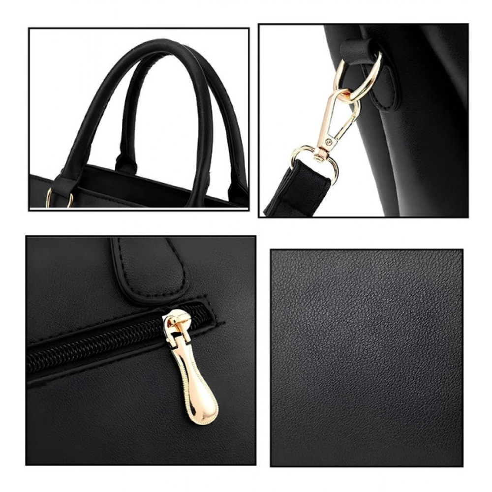 generic women's pu leather solid shoulder zipper handbag (black) generic women's pu leather solid shoulder zipper handbag (black)