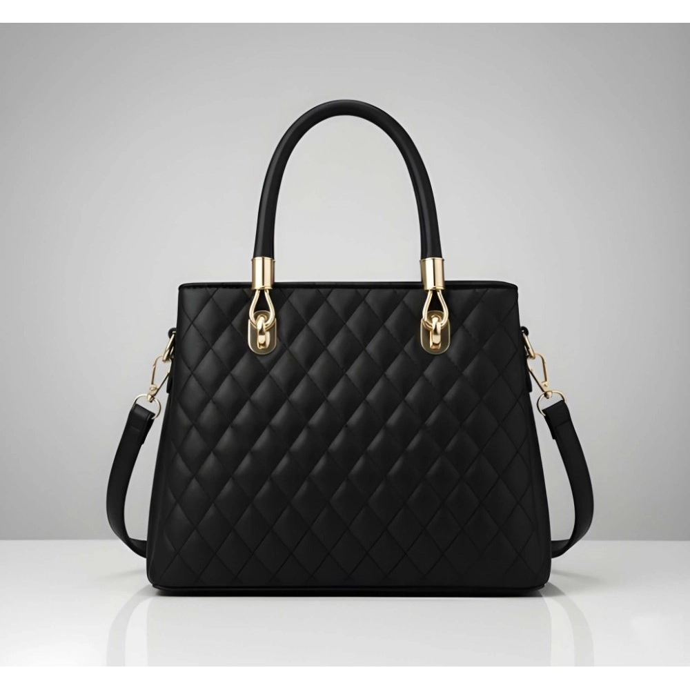 generic women's pu leather solid shoulder zipper handbag (black) generic women's pu leather solid shoulder zipper handbag (black)
