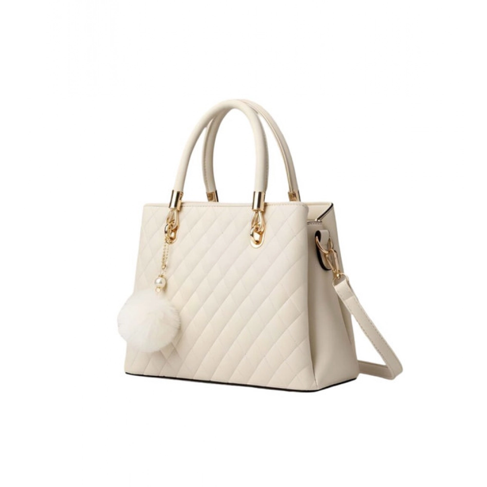 generic women's pu leather solid shoulder zipper handbag (cream) generic women's pu leather solid shoulder zipper handbag (cream)
