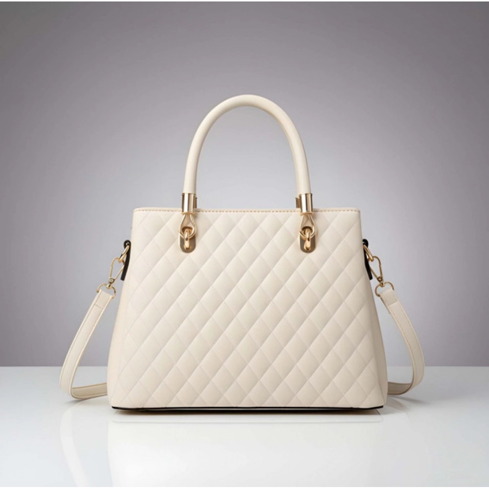 generic women's pu leather solid shoulder zipper handbag (cream) generic women's pu leather solid shoulder zipper handbag (cream)