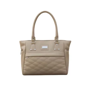 generic women's pu leather solid shoulder zipper handbag (beige)