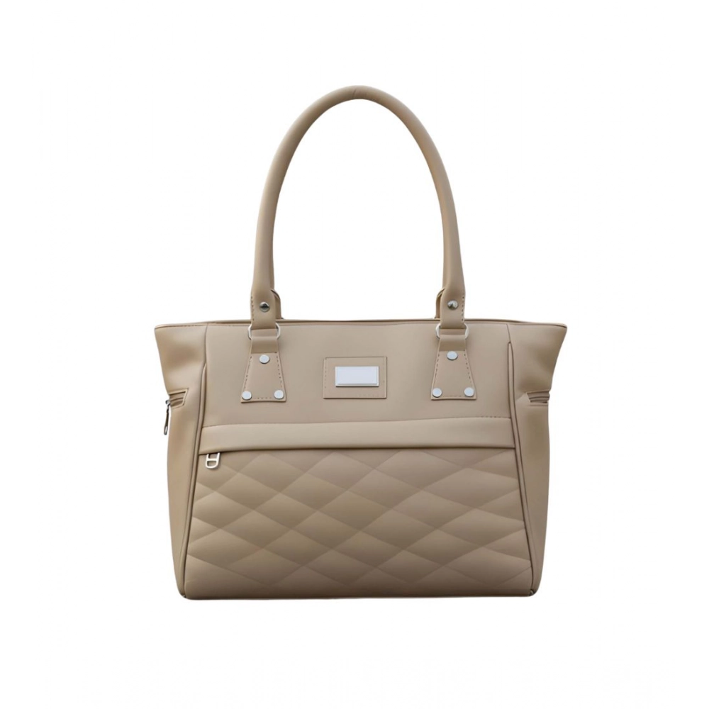 generic women's pu leather solid shoulder zipper handbag (beige) generic women's pu leather solid shoulder zipper handbag (beige)